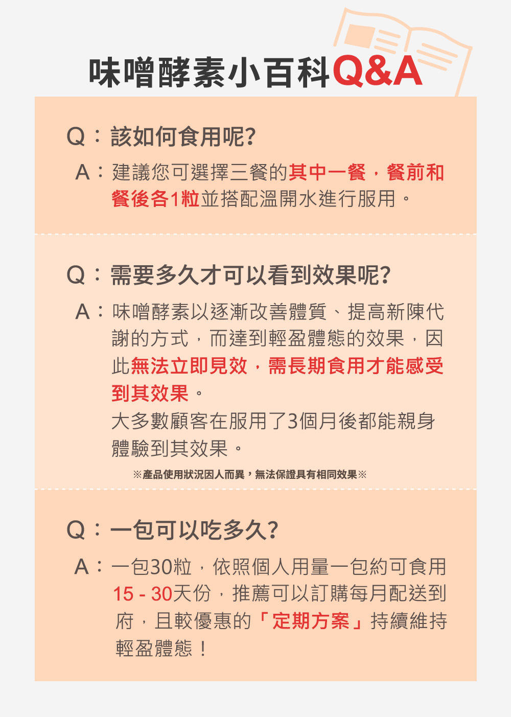 建議選擇三餐的其中一餐，餐前和餐後各1粒並搭配溫開水進行服用